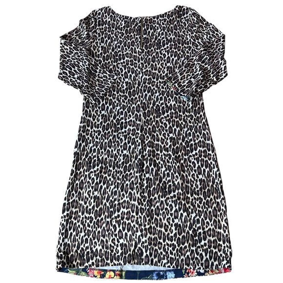 Tommy Bahama Women’s Darcy Cats Meow Shift Dress Large 3/4 Sleeves Animal Print - Picture 2 of 9